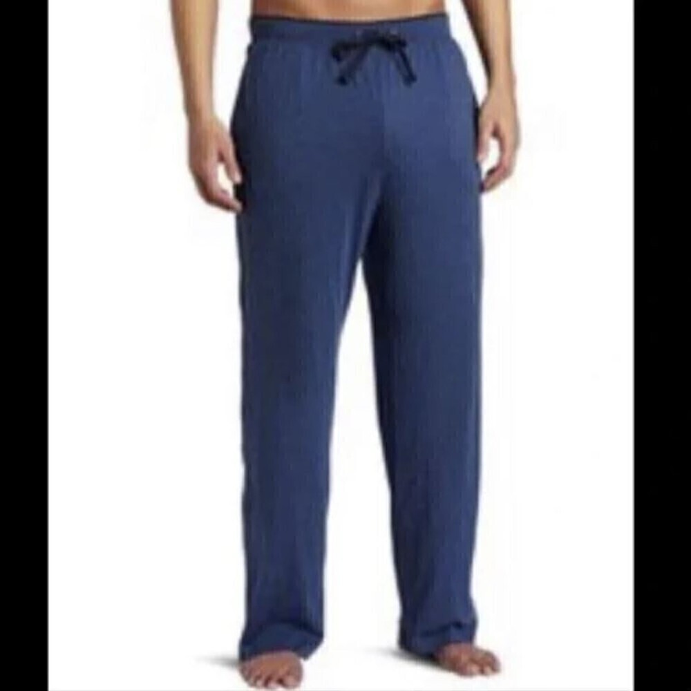Tommy Bahama Blue Cotton Blend Drawstring Pull On Long Lounge Pants Size Large